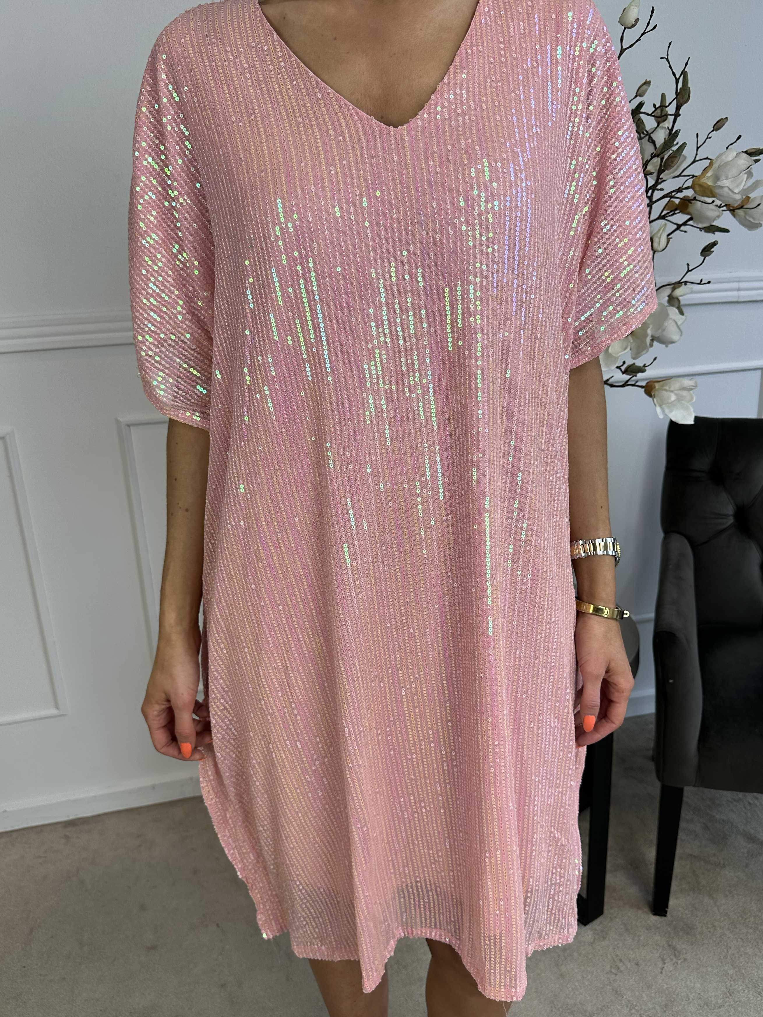 Azmina - Tunikakjole i løs pasform med pailletter